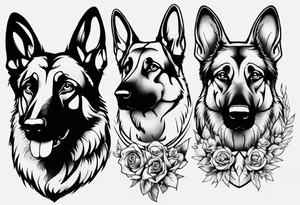 German Shepherd portrait tattoo idea