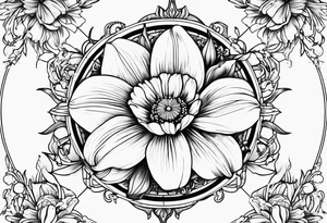 Daisy, Lilly of the valley, poppy, lily compass tattoo idea