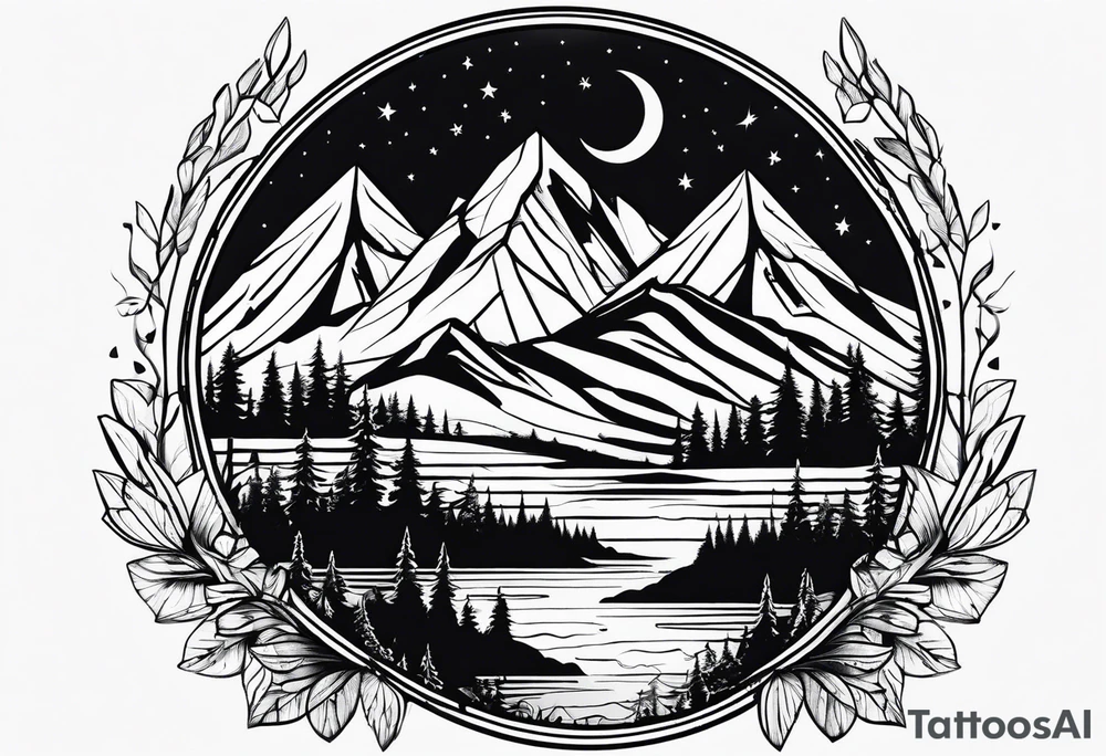 Wilderness mountains tattoo idea