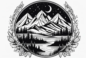 Wilderness mountains tattoo idea