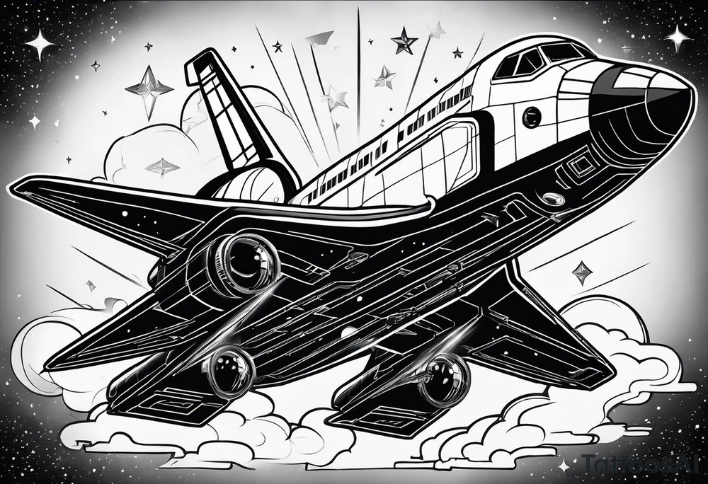 black and white space shuttle tattoo idea