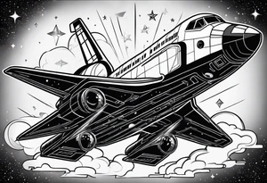 black and white space shuttle tattoo idea