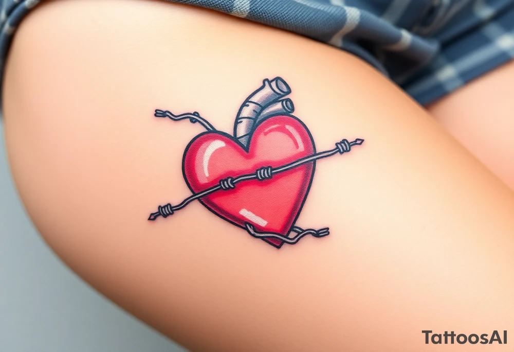 Heart wrapped in barb wire tattoo idea