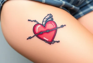Heart wrapped in barb wire tattoo idea