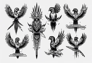 Cyberpunk Guatemalan Quetzal tattoo idea