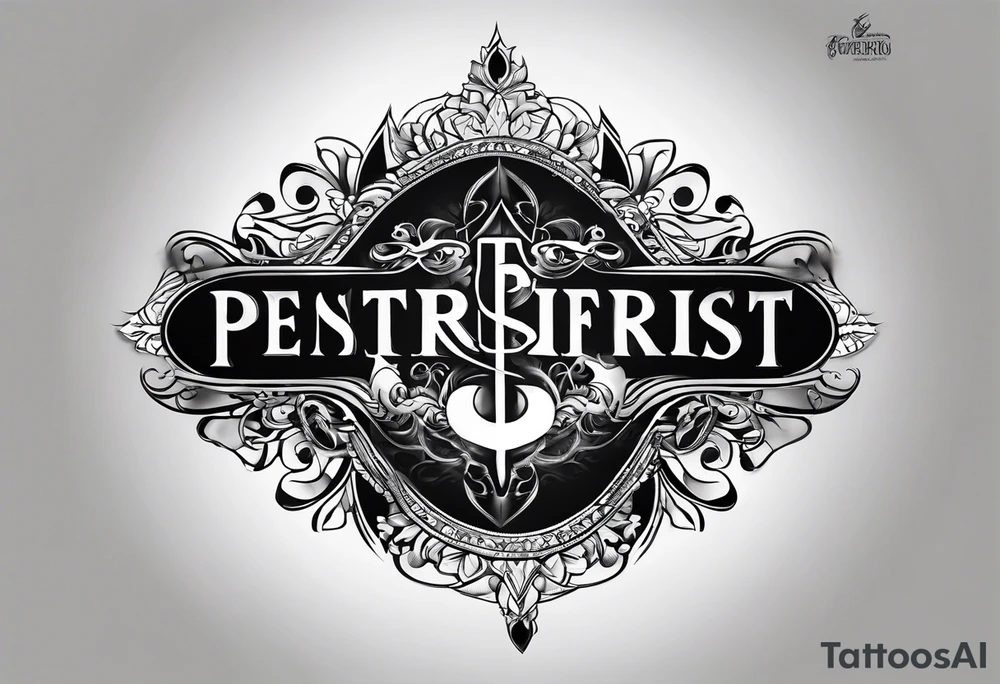 Typographic neck tattoo with word “Persist” tattoo idea