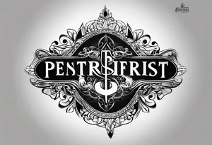 Typographic neck tattoo with word “Persist” tattoo idea