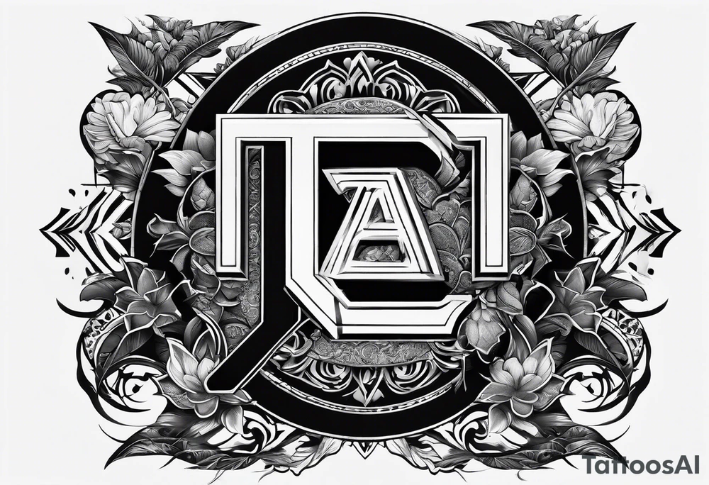 the letters A R in the middle of a ninja headband tattoo idea