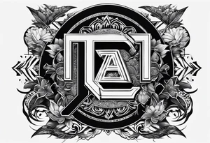 the letters A R in the middle of a ninja headband tattoo idea