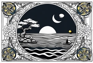 A lemon-Buoy with a leaf-flag on the ocean tattoo idea