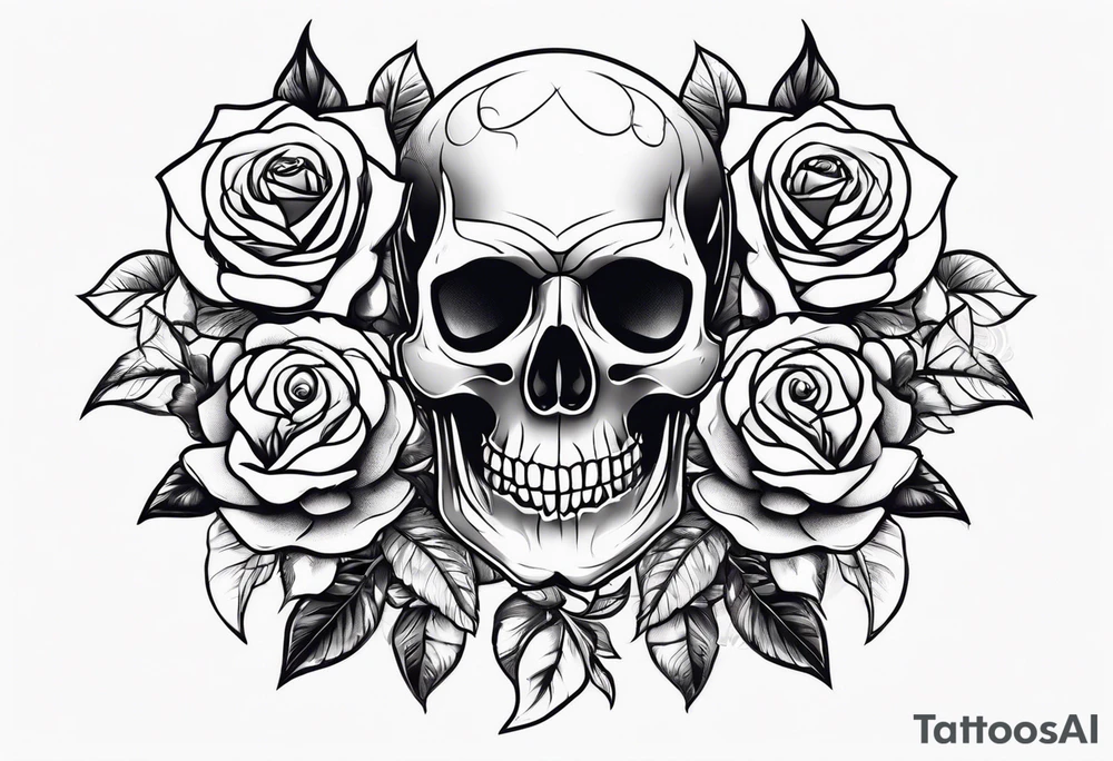 skull and roses tattoo idea