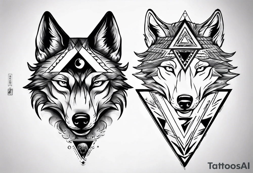 wolf head with a triangle on forehead tattoo idea