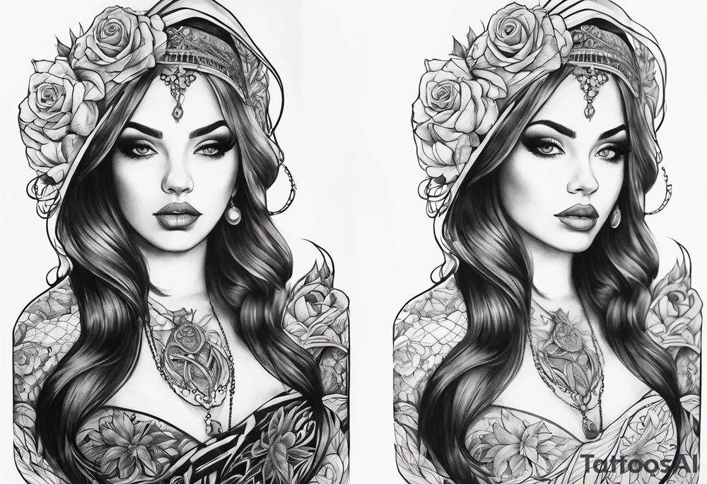 Gothic style sleeve tattoo idea