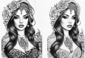 Gothic style sleeve tattoo idea