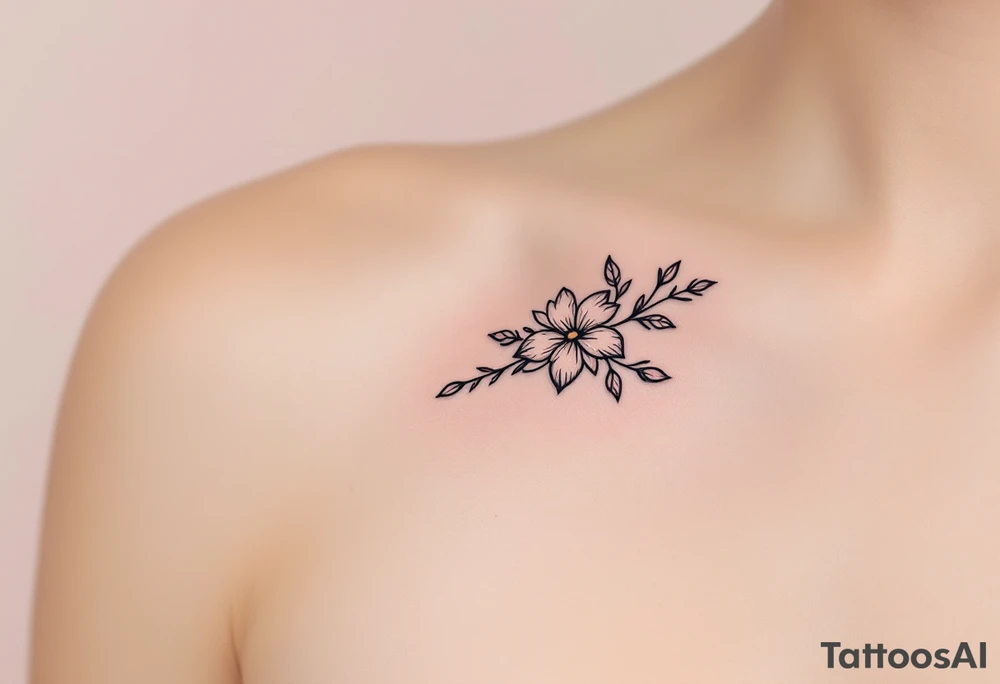 A minimalist black "S" outlined with fine-line flowers in soft pastel tones on finger. tattoo idea