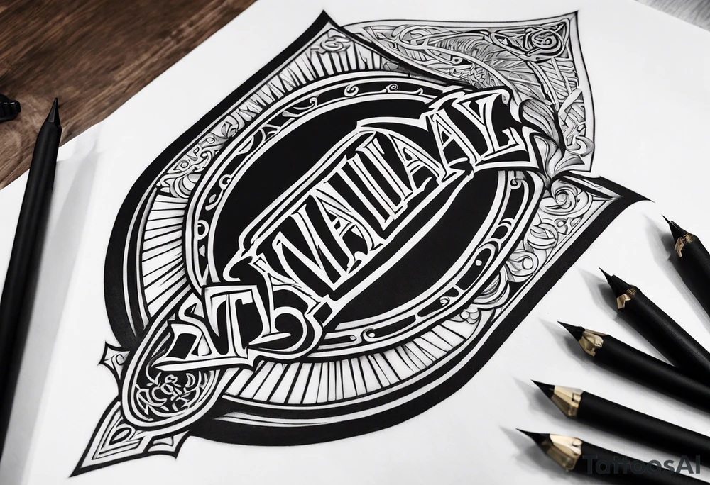 Valhalla sword shield stairs tattoo idea