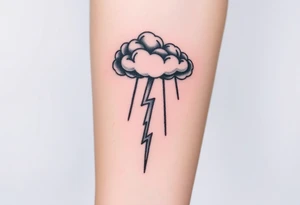 Dark storm cloud with rain falling & lightning bolts striking down from it tattoo idea