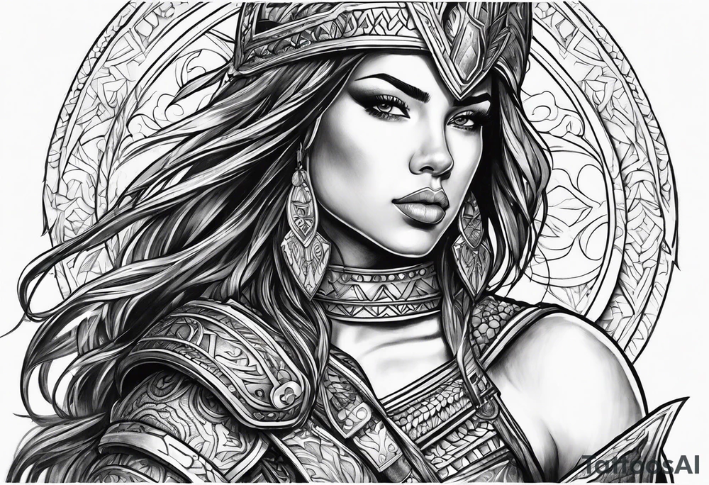 Woman warrior tattoo idea