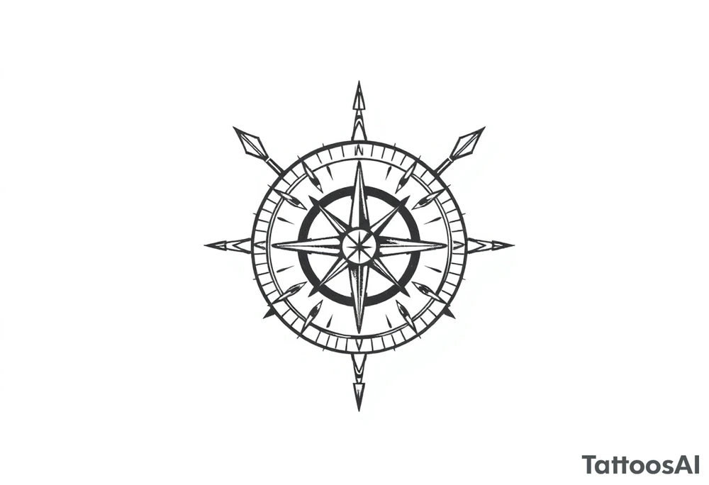 Compass made with arrows tattoo idea