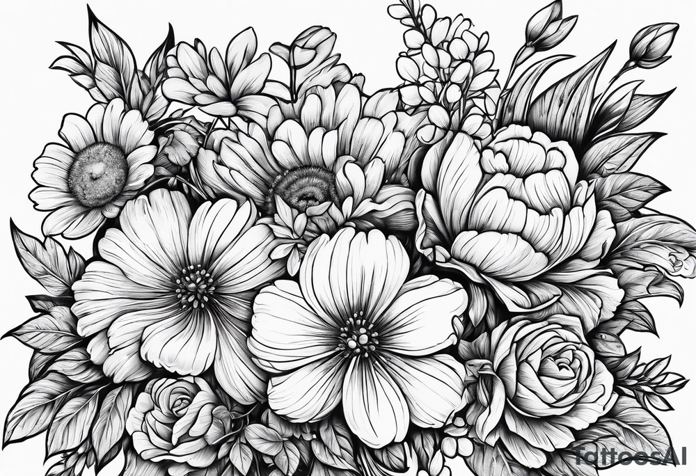 broom with flowers tattoo idea