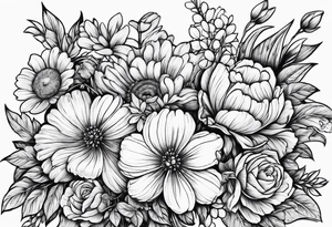 broom with flowers tattoo idea