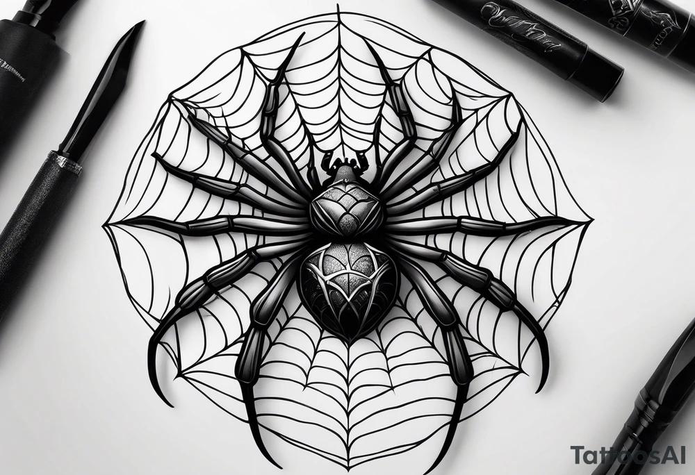 Romantic dark feminine spider tattoo idea
