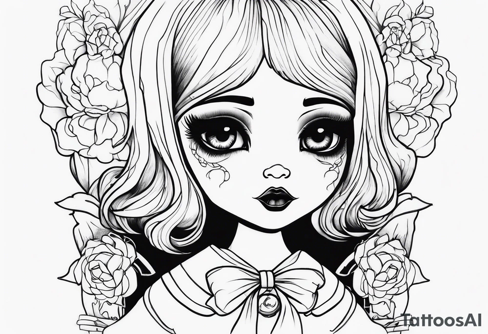 Haunting Creepy Doll tattoo idea