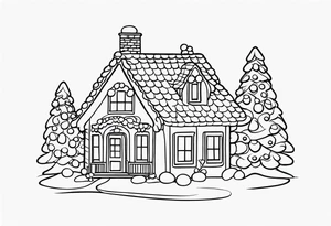 Charming Gingerbread House tattoo idea