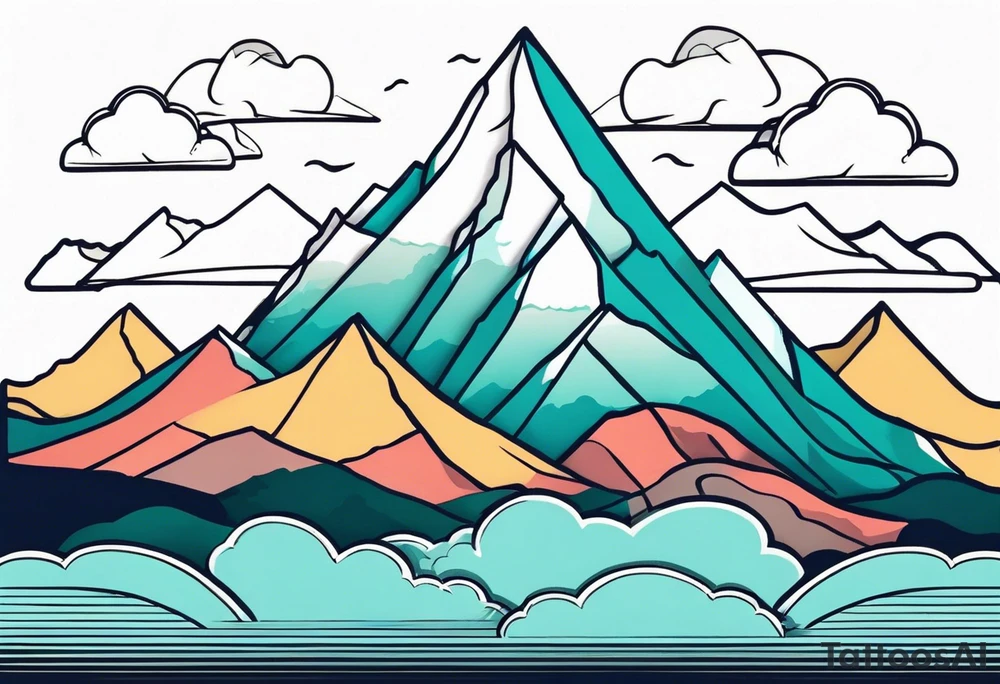 mountains with clouds
 simple with banner tattoo idea