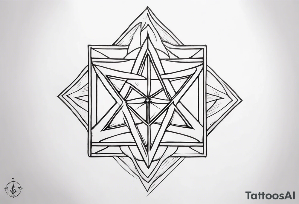 knee tattoo with unicursal hexagram tattoo idea