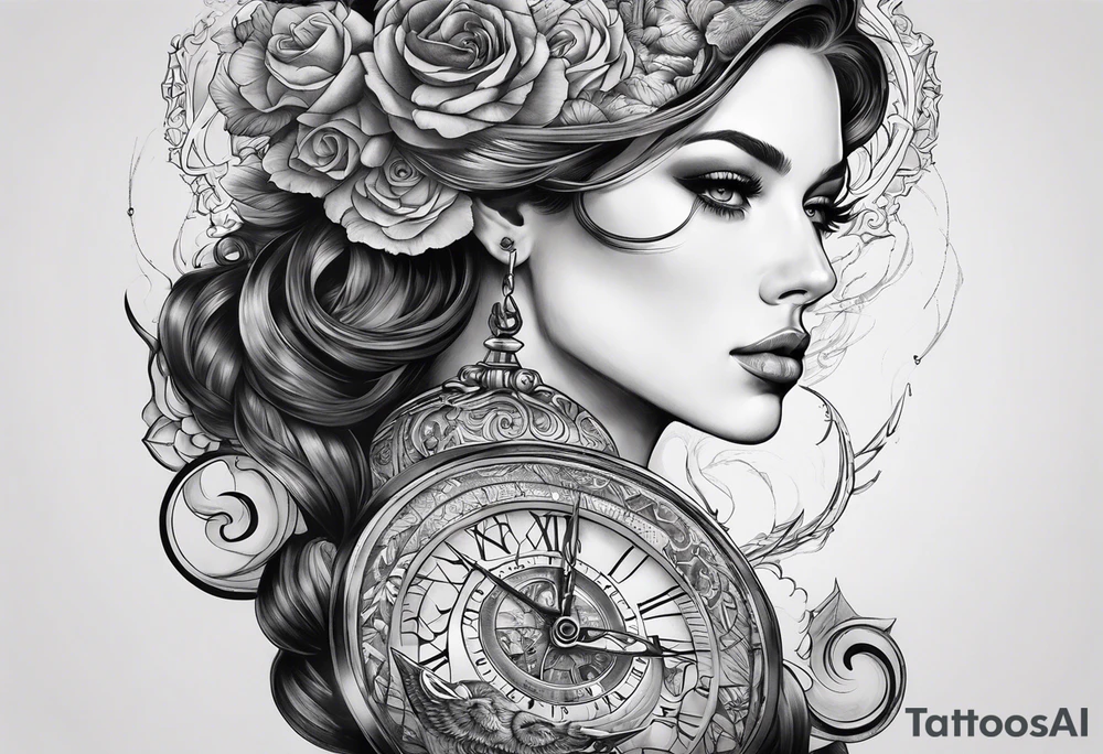 stoicism with references to death, time fate, life, and love. tattoo idea