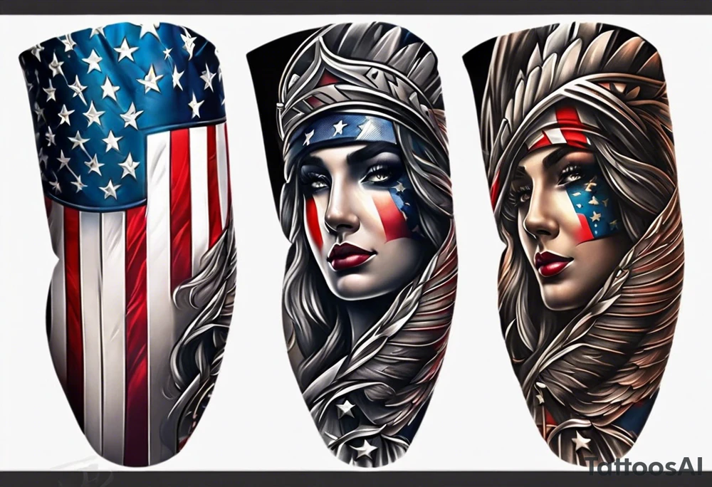 american flag leg sleeve tattoo idea