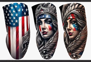 american flag leg sleeve tattoo idea