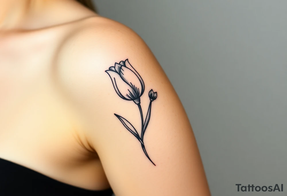 two intertwined tulips with stem tattoo idea