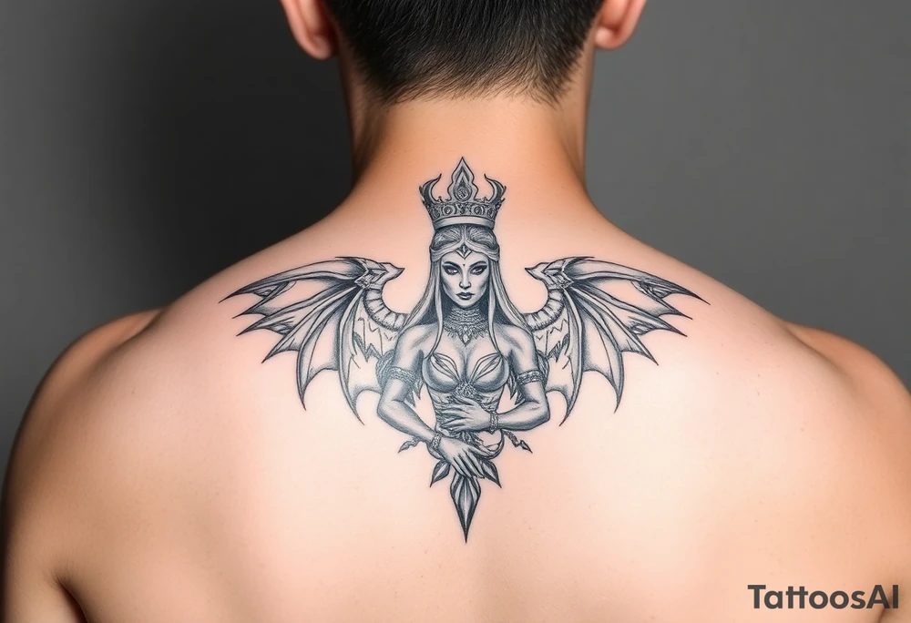 La diosa Temis junto a dos escorpiones tattoo idea