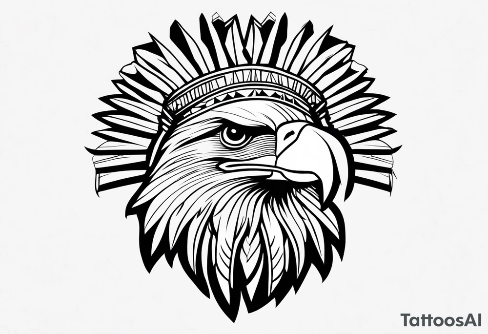 Eagle with Native American bonnet tattoo idea