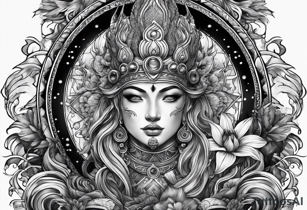 Neptun mit ganzen Körper im Wasser stehend tattoo idea