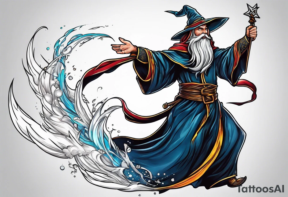 leaping wizard tattoo idea