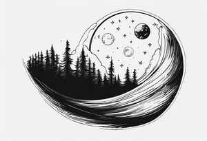 A trip to the moon 6x6 tattoo idea
