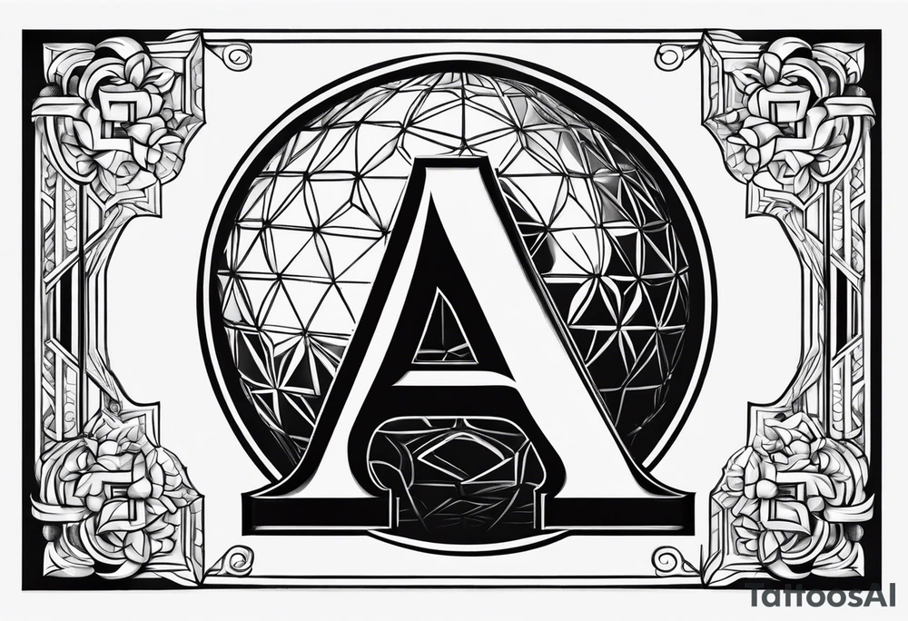 Illuminated letter A With disco ball theme tattoo idea