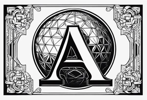 Illuminated letter A With disco ball theme tattoo idea