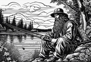 fisherman woodcut tattoo idea