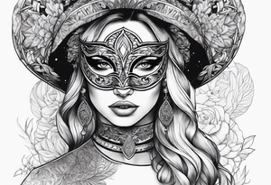 lady with masked tattoo idea