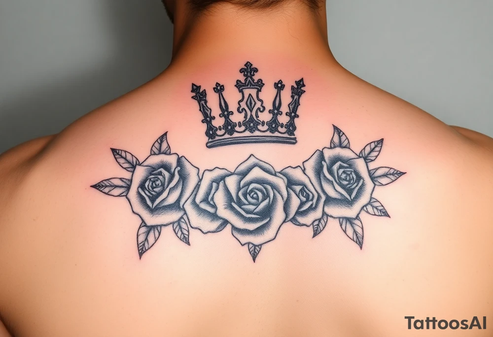 Medium side king crown above the name, David and roses Tatoo idea tattoo idea