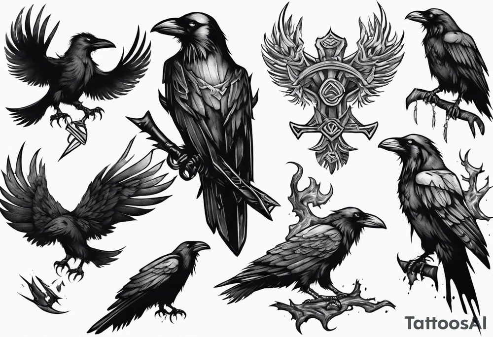 skyrim style raven tattoo idea