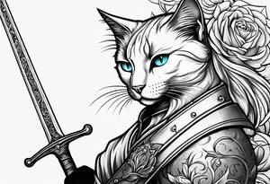 Black cat and sword tattoo idea