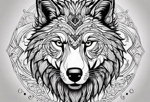 Leão poderoso e majestoso com águia poderosa e observadora juntamente com lobo solitário no braço todo tattoo idea