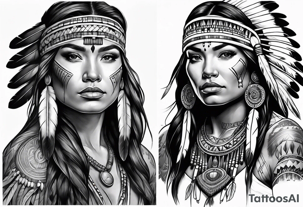 Full body Native American woman tattoo idea