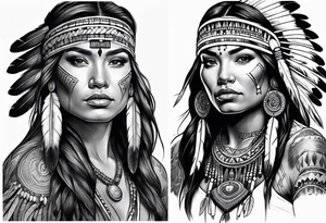 Full body Native American woman tattoo idea