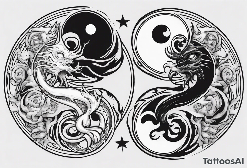 yin and yang but they are monsters tattoo idea